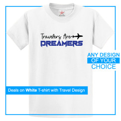 Personalised Travelling White T-Shirt With Your Own Trip & Destination Design Print On Front